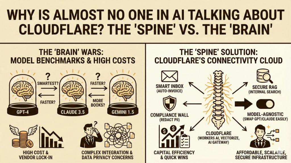 Why ignore Cloudflare in AI? The 'Brain' model wars vs the efficient 'Spine' infrastructure.