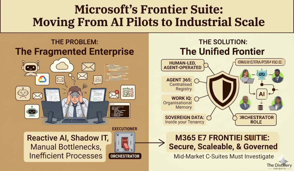 Microsoft M365 E7 Frontier Suite infographic